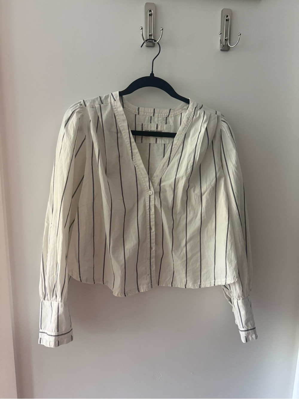 We The Free Ivory Blouse with Black Stripes